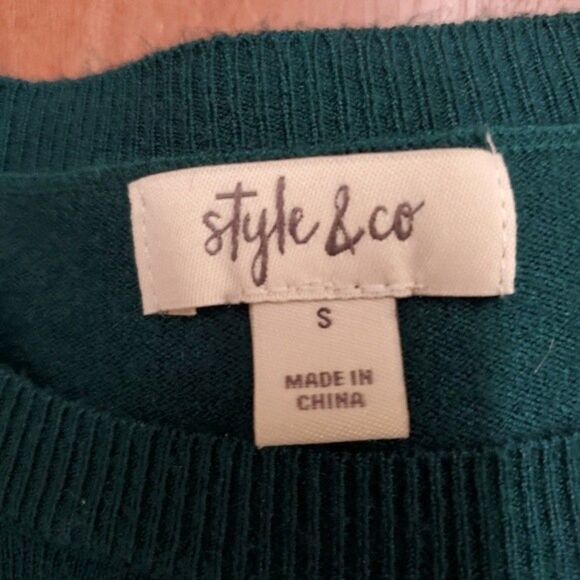 Style & Co. Green Polka Dot Sweater in Size S - Picture 4 of 5